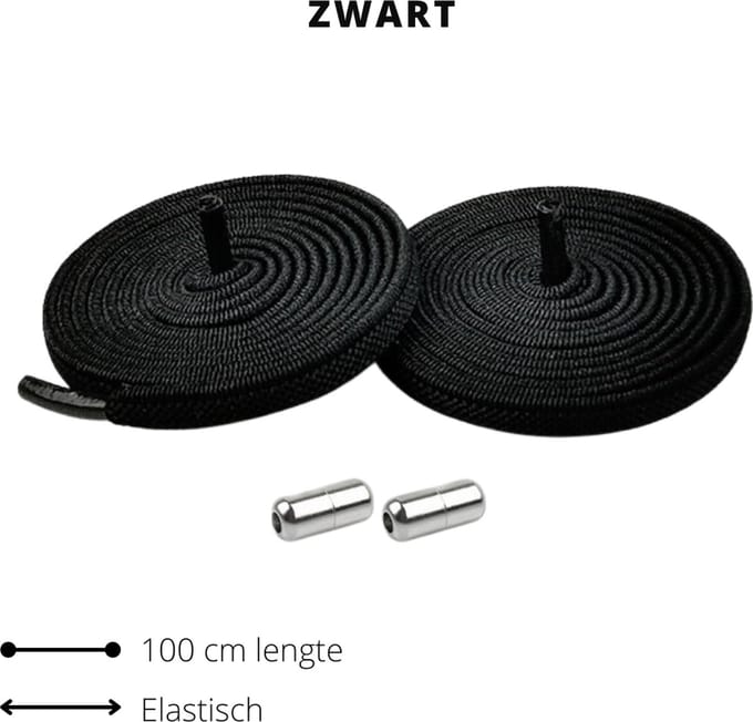 Beste Veters - Veters elastische - Veters draaisluiting - Zwarte veters - Lock laces - Veters 100 cm - Veters zwart