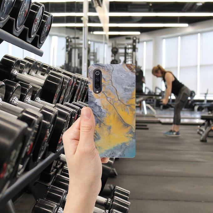 Xiaomi Mi 9 Standcase Marble Blue Gold