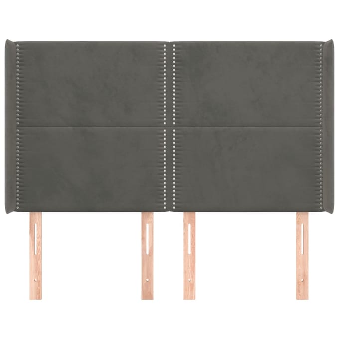vidaXL - Hoofdbord - met - randen - 147x16x118/128 - cm - fluweel - donkergrijs