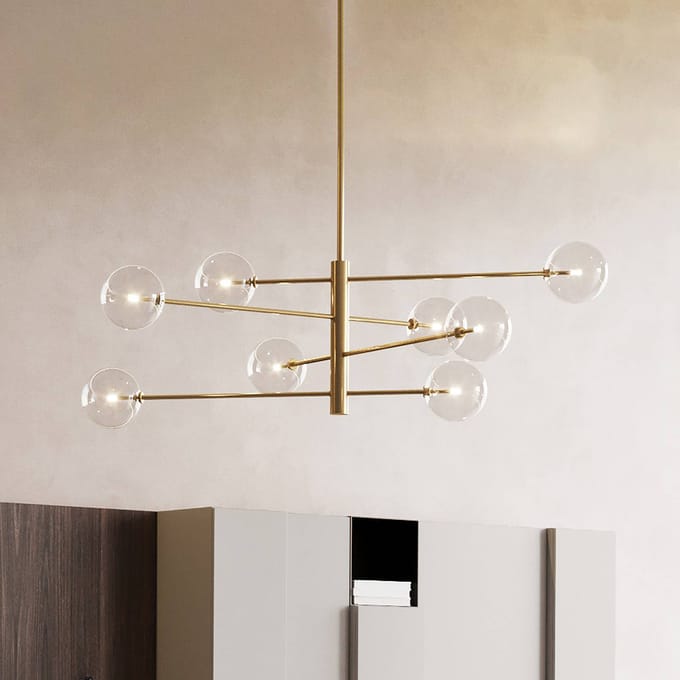 IDEAL LUX hanglamp Equinoxe, messing/helder, 8-lamps