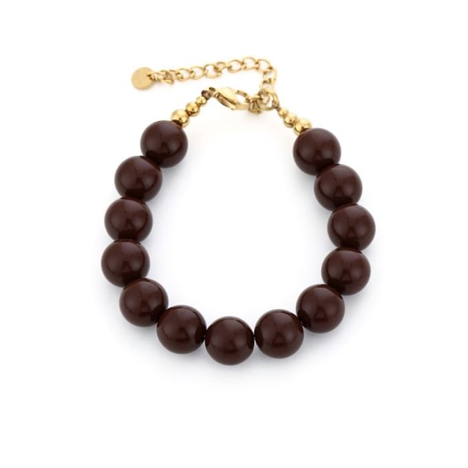 Bijoutheek Armband (Sieraad) Statement Grote Kralen Brown