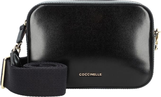 COCCINELLE Leren Schoudertas Tebe Shiny Calf Mini Crossover Bag Noir Zwart