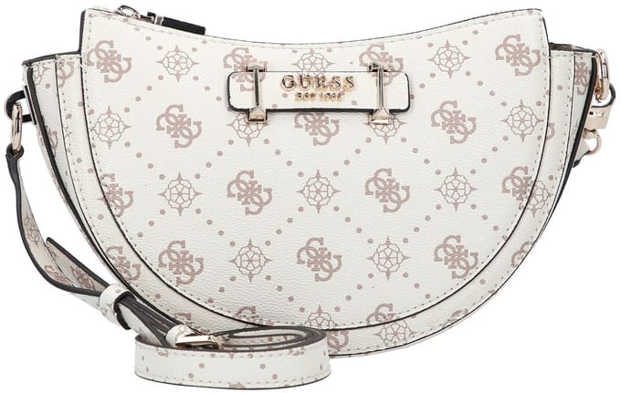 GUESS schoudertas Silia Mini Convertible Shoulder Bag Vanilla Logo crème