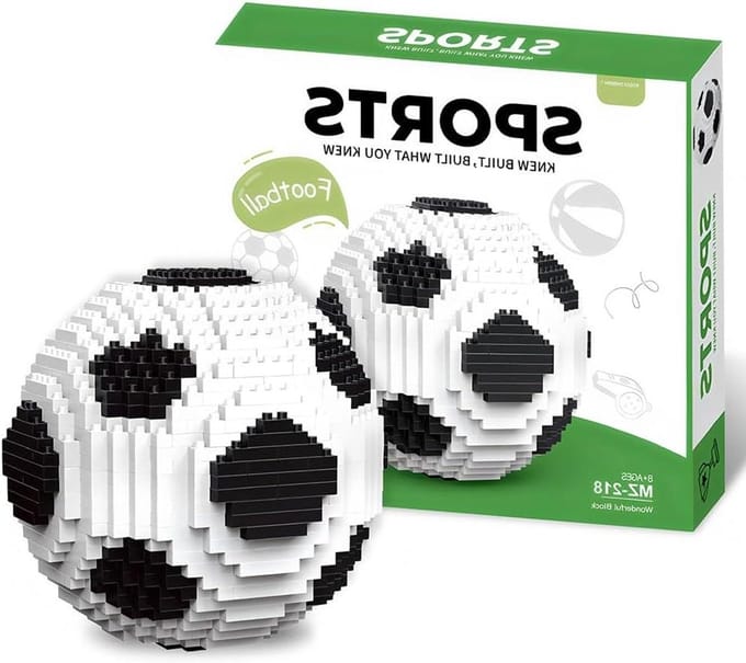 Voetbal Bouwstenen - 3D Bouwpakket Sport - Creatief Bouwen - Educatief Speelgoed - 96mm Diameter - Wit en Zwart