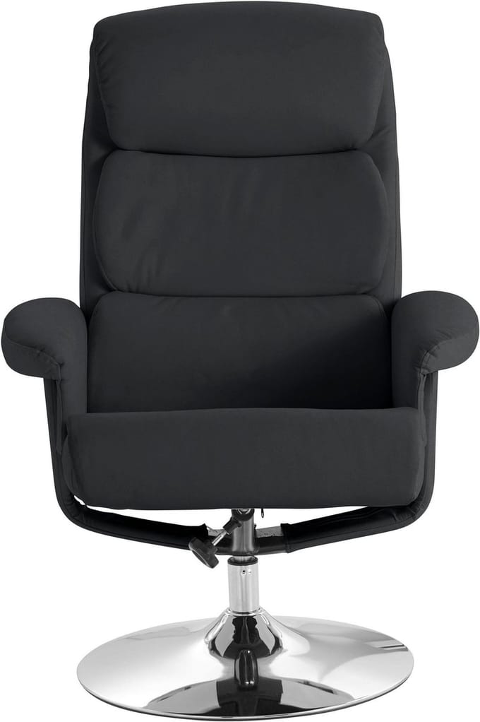 Fauteuil-Met-Voetenbank - Zwart PU