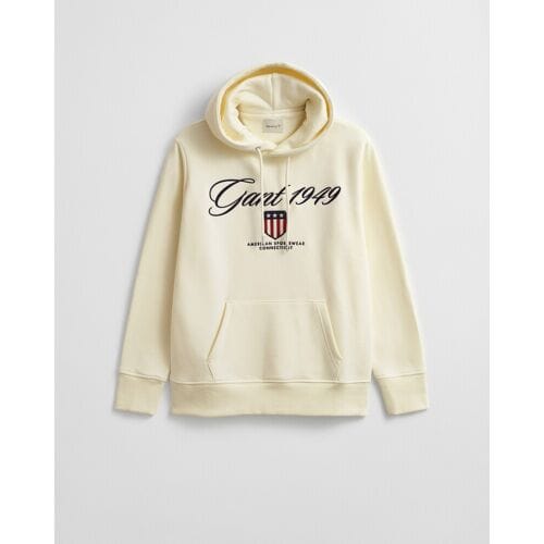 Gant Trui Large Shield 1949 Graphic Hoodie Cream / male