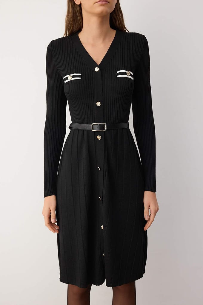 Dames midi-jurk met kleurblokken, lange pasvorm, casual/casual model
