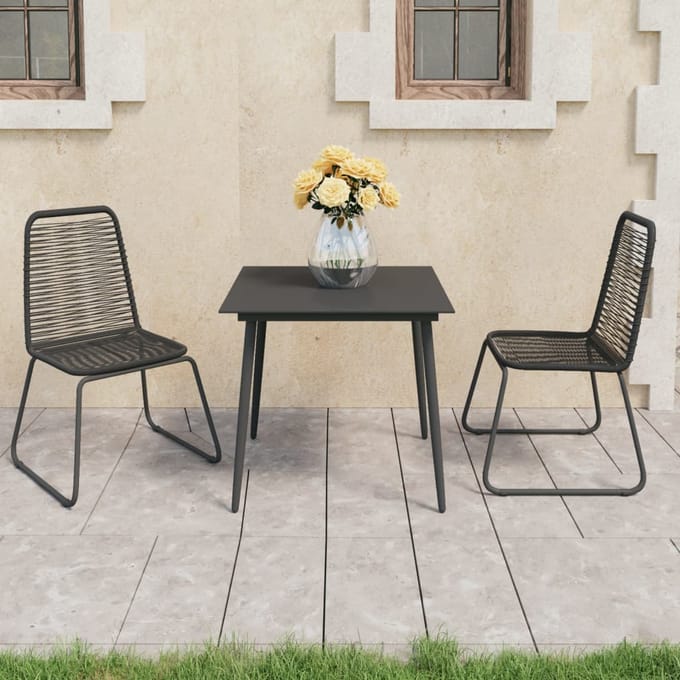 vidaXL - 3-delige - Tuinset - PVC-rattan - zwart