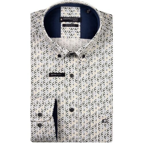Giordano Overhemd Ivy Satin Stretch Mini Graphic Pattern Groen-Multi / male