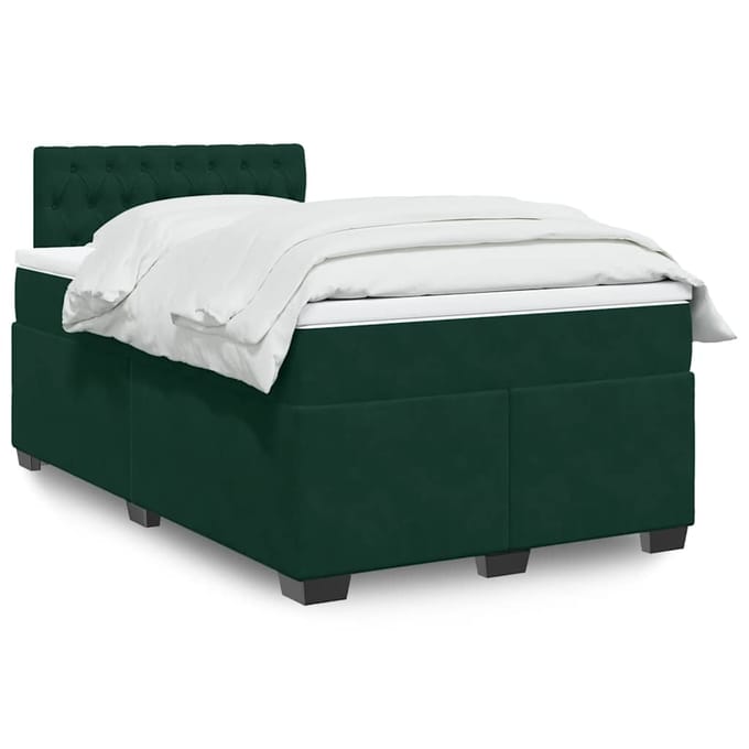 vidaXL - Boxspring - met - matras - fluweel - donkergroen - 120x190 - cm