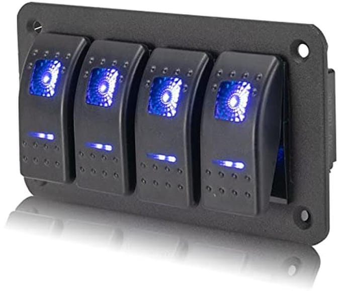 Waterdichte 4 Speed Tuimelschakelaar Paneel met LED Achtergrondverlichting 12V/24V