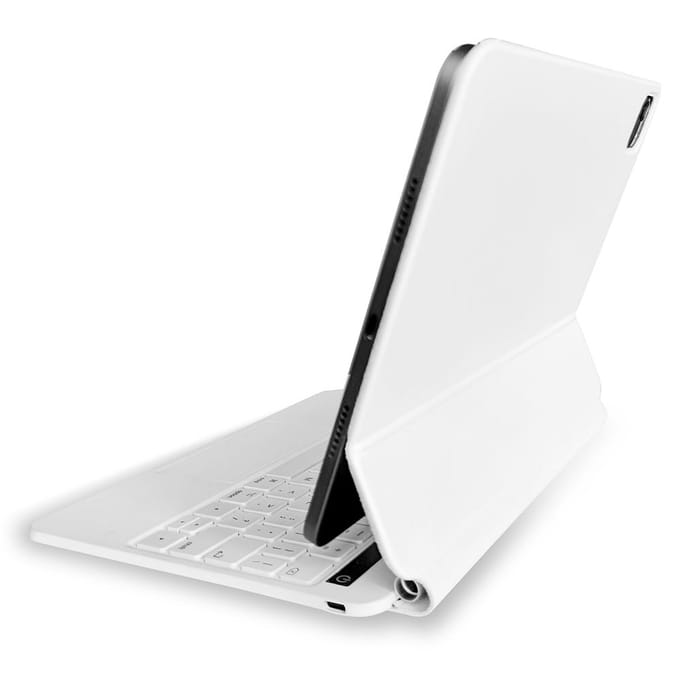 Clavier à commande tactile à aspiration magnétique BT avec coque de protection compatible avec iPad Pro 12.9 with backlight for iPad Air 4&5 iPad Pro 11 blanc