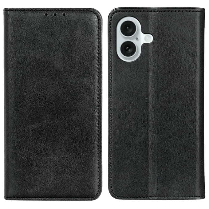 CaseBody Apple iPhone 17 Real Leather Wallet Hoesje Zwart