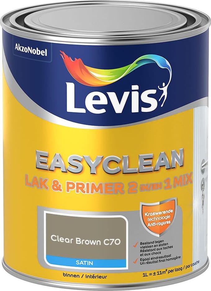 Levis - Easyclean Lak & Primer 2-In-1 Mix - Clear Brown C70 - Mengverf - 1 L