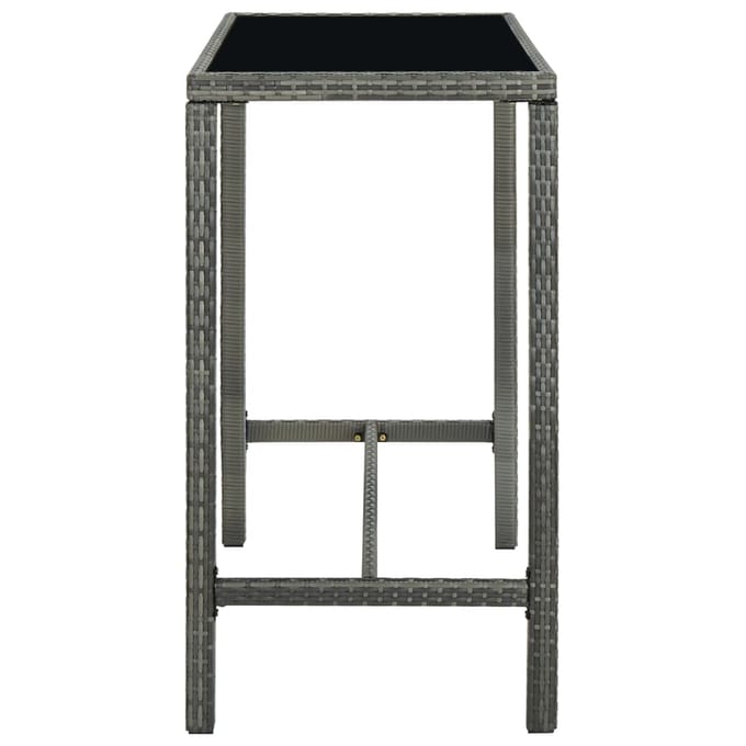 vidaXL - Tuinbartafel - 130x60x110 - cm - poly - rattan - en - glas - grijs