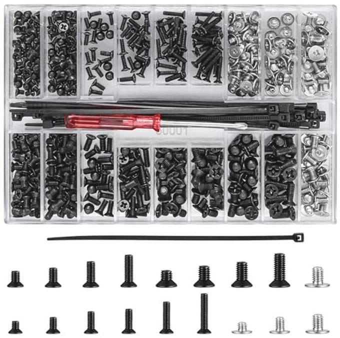 531-delige universele schroevenset voor laptops en PC's - Inclusief kabelbinders en schroevendraaier