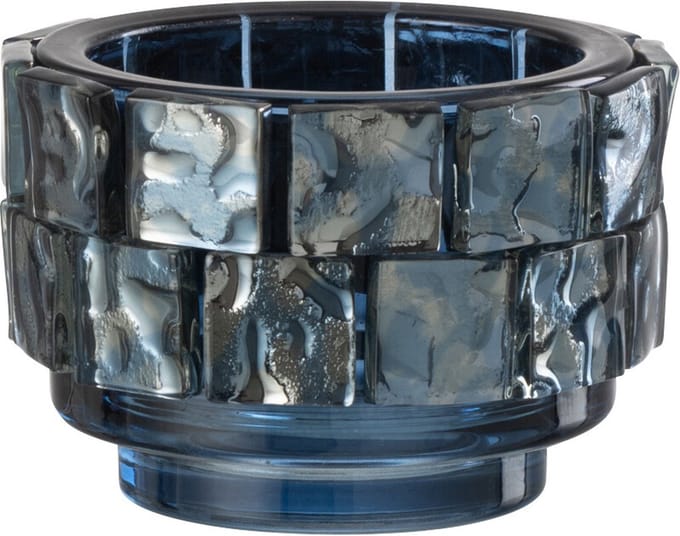 J-Line theelichthouder Vierkant mozaiek - glas - donkerblauw - small
