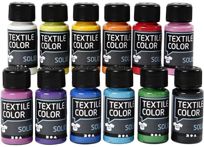 Creativ Company Ondoorzichtige textielverf - Set van 12 kleuren 50ml