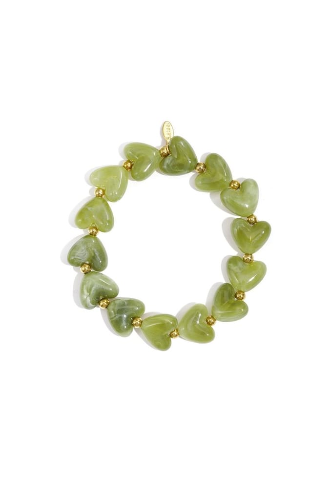 Hartjes armband Legergroen