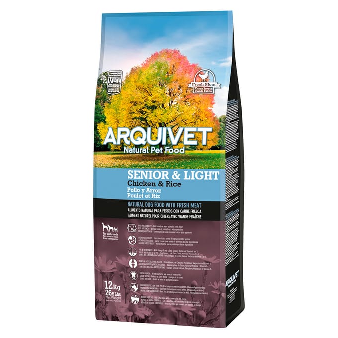 12kg Arquivet Dog Senior & Light droogvoer met kip