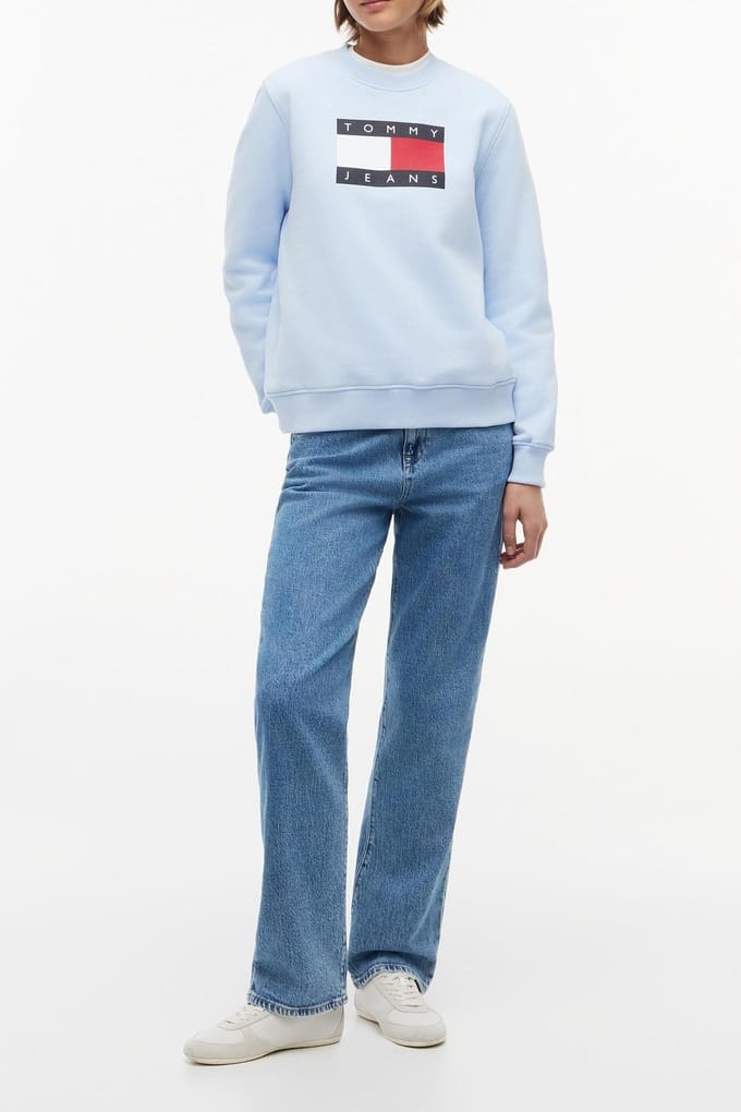 Tommy Hilfiger Regular Flag Crew Kingly Blue Größe: S | Pullover Outlet | Damen | Blau