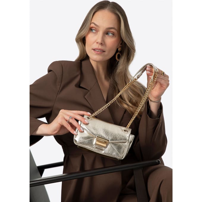 Wittchen dames mini crossbody tas in glanzend goud eco-leer