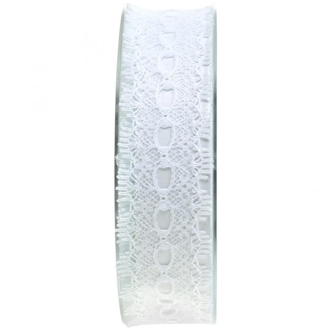 Lint met kant, huwelijksdecoratie, decolint Wit B35mm L20m