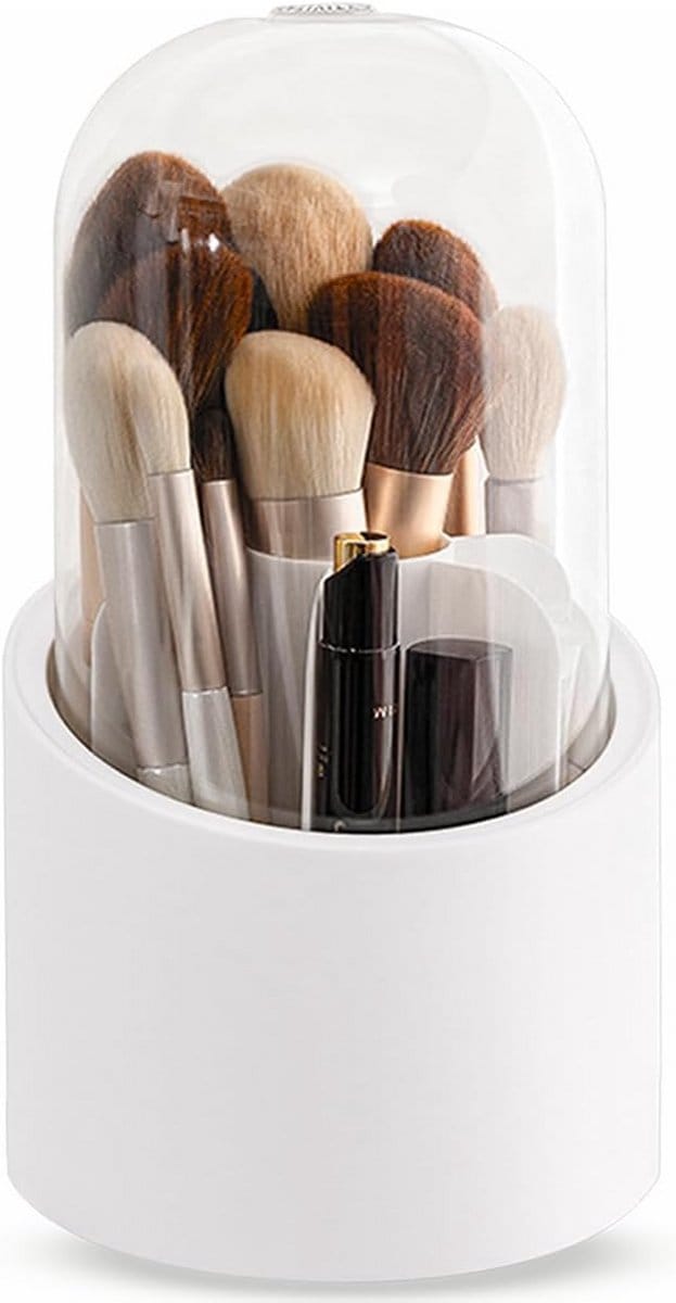 Draaibare Make-upborstelhouder met Stofdicht Deksel en Acryl Cover