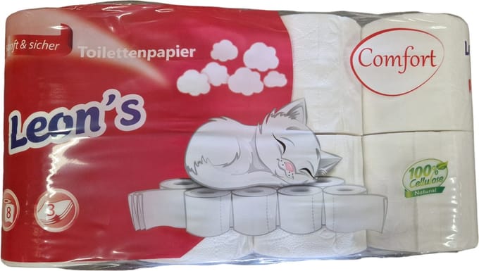 Leon's Toiletpapier 8 rollen - 3 laags - 250blad - 100% Cellulose