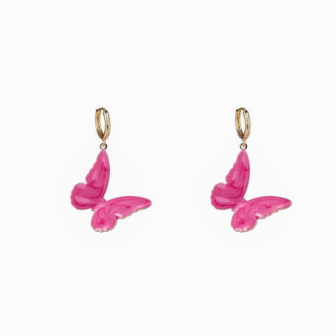 Go Dutch Label Oorknoppen Enamel Butterfly Pink