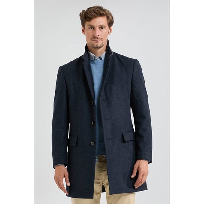McGregor Wool Herringbone Over Coat Navy Taglia: XXL | Cappotti monopetto Outlet | Uomo | Blu