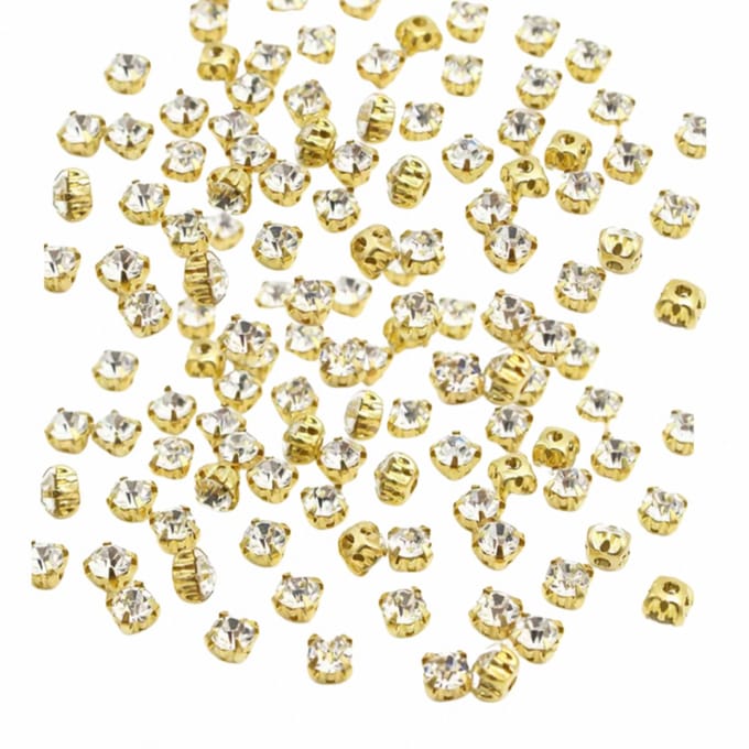 75 strass naai kralen goudkleurig-6 mm - Charme Bijoux