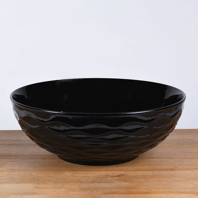 Keramische waskom rond zwart 42x42x14,5 cm opbouw Arya