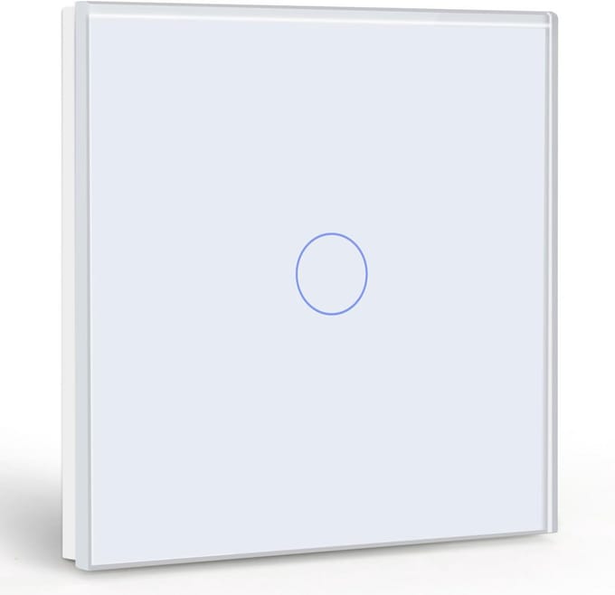 Touch Lichtschakelaar Zonder Nuldraad – 1 Weg – Wit Gehard Glas Met LED