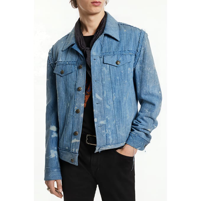 John Varvatos Trucker Jacket With Raw Edges Dutch Blue Größe: 48 | Jeansjacken Outlet | Herren | Blau
