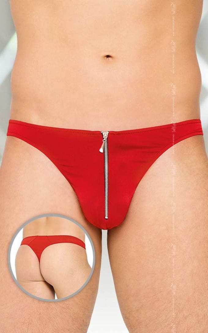 SoftLine Collection - Sexy heren string met sluiting aan de voorkant rood M/L