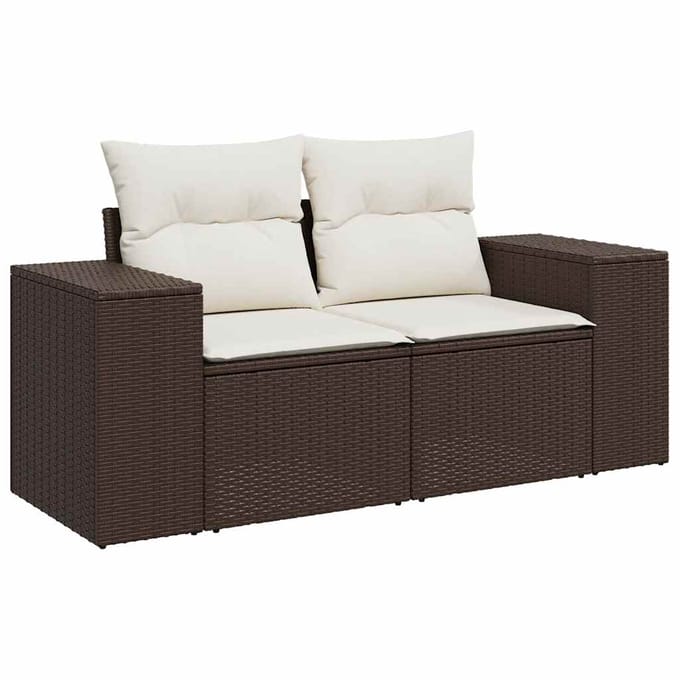 vidaXL - 6-delige - Loungeset - met - kussens - poly - rattan - bruin