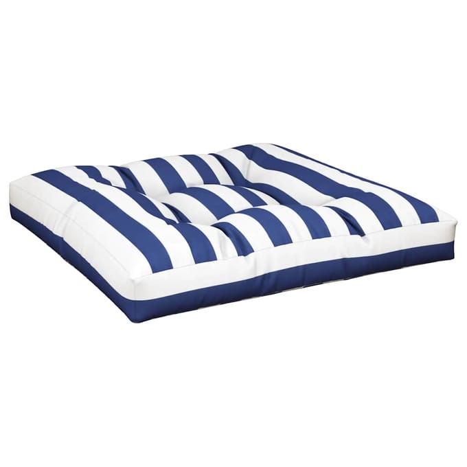 vidaXL - Palletkussen - gestreept - 80x80x12 - cm - stof - blauw - en - wit