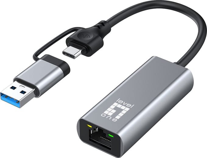 LevelOne USB-0423 2.5 Gigabit Ethernet 2-in-1 USB-C/A Network Adapter