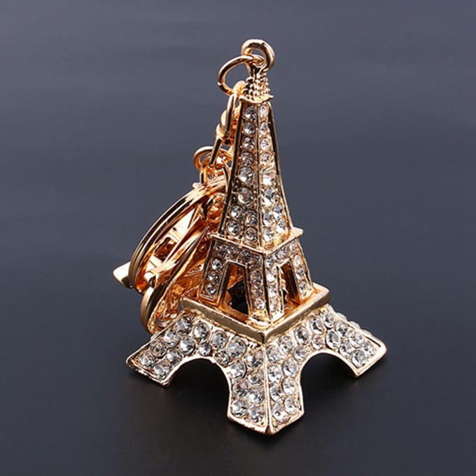 Eiffeltoren Strass Sleutelhanger Bedel Hanger Portemonnee Tas Sleutelring Ketting Sleutelhanger beige