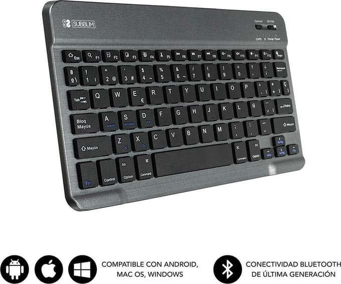 Keyboard Subblim Teclado Bluetooth Smart BT Keyboard Grey Spanish Qwerty Grey