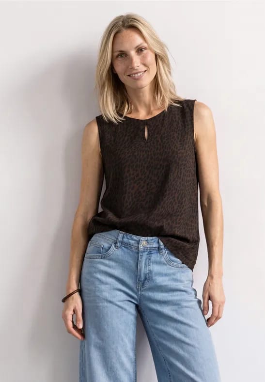 Blouse met ronde hals en cut-out-detail
