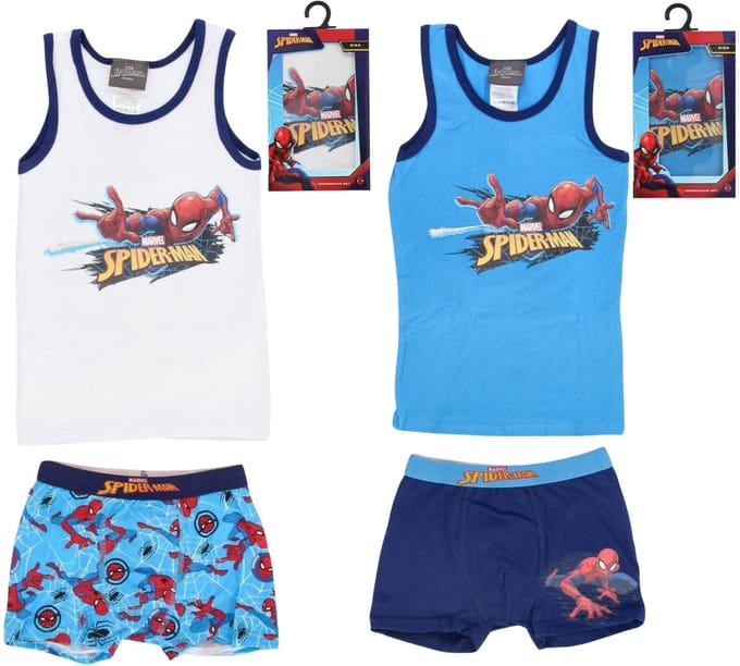 Spiderman Ondergoed set - Maat 110/116 - Blauw - Grijs - Hemd