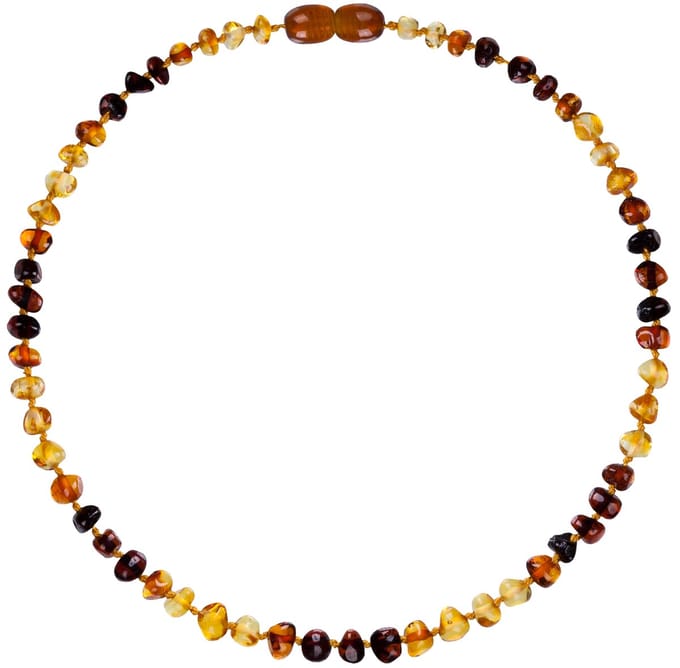 Wild Sun Barnsteen Ketting Kind - Amber Ketting - Baltische Barnsteen – 36 cm – Rainbow Colour