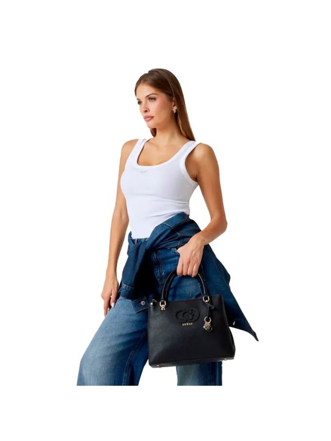 GUESS handtas schoudertas Calebra Hobo Status Satchel Bag Black zwart