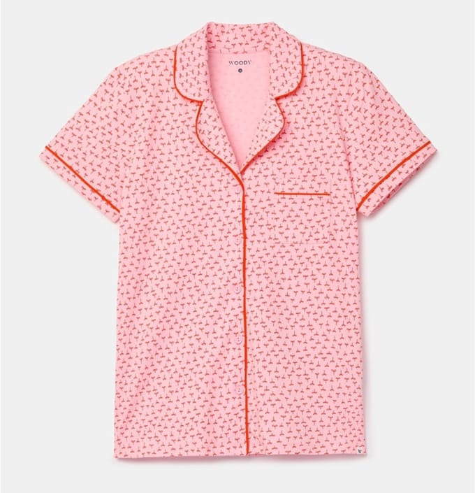 Pyjama dames woody hemd knopen plantjes