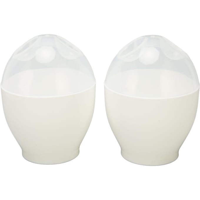 2 STUKS Magnetron Eierkoker Maker Pocheerder ABS Draagbaar Mini Snel Eierkoken Kookbeker voor Keuken L white