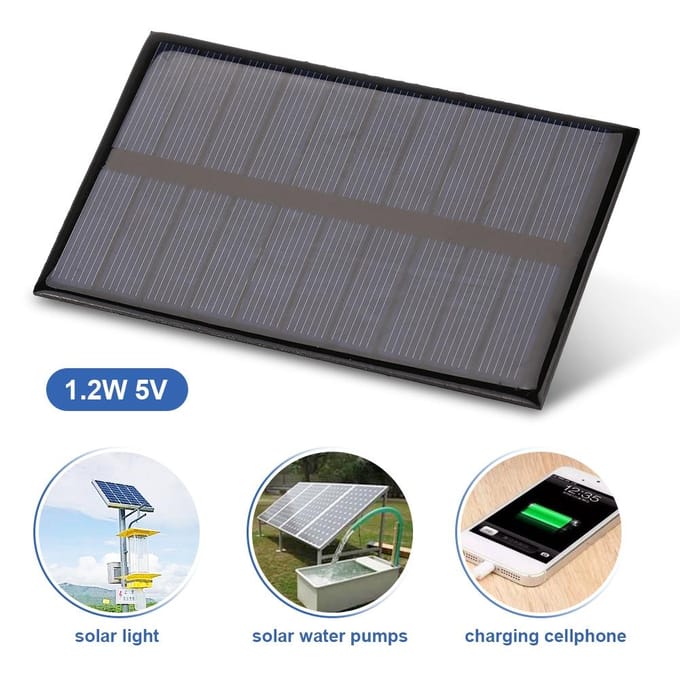 Mini panneau solaire polycristallin portable 1,2 W 5 V, module d'alimentation à monter soi-même, chargeur 110 x 69 mm gray