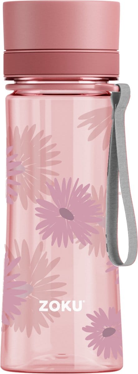 Zoku - Drinkfles 400 ml Pink Floral - Polypropyleen - Roze