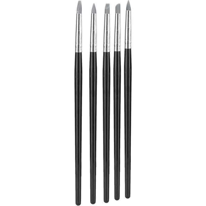 Ensemble de 5 outils de sculpture en argile, outils de sculpture de tête en silicone, accessoires de modelage black